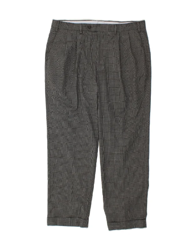 RALPH LAUREN Womens Pegged Suit Trousers W36 L30 Grey Check Polyester Trousers cozy soft