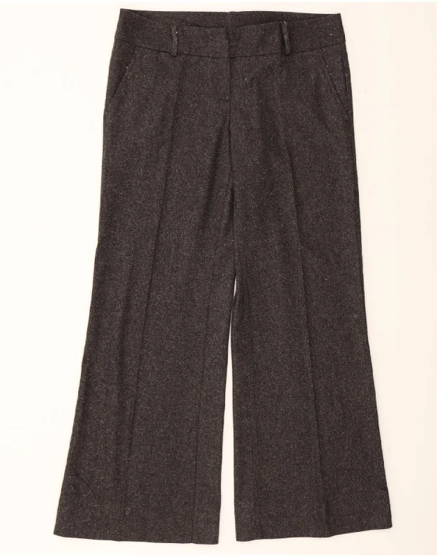 BENETTON Womens Wide Leg Chino Trousers IT 46 Large W36 L31 Grey New Wool Trousers Spring Floral