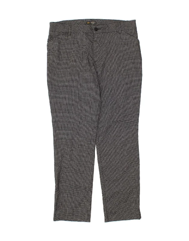 LEE Womens Mid Rise Straight Chino Trousers US 18 2XL W40 L34 Grey Check Trousers cozy soft