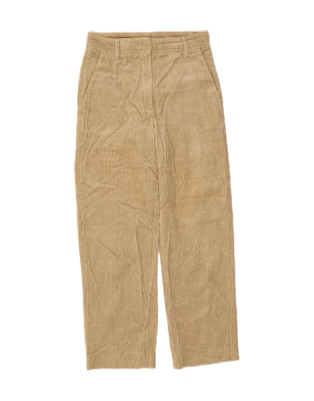 MASSIMO DUTTI Womens Straight Corduroy Trousers EU 34 2XS W28 L27 Beige Trousers trendy modern