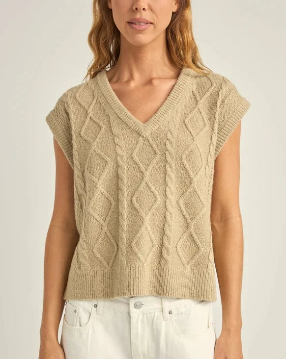 Juni Sweater Vest in Latte Wool Sweater Cotton Sweater Cashmere Sweater