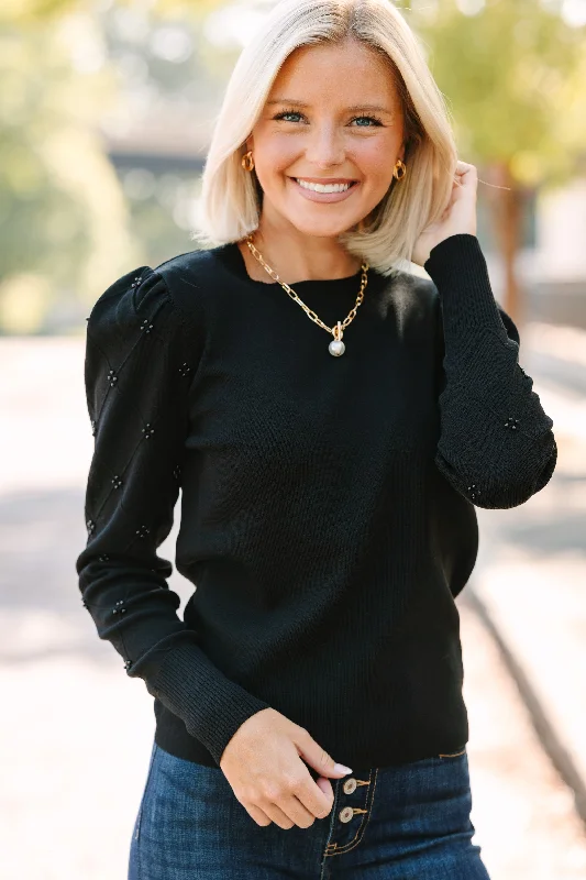 Take A Look Around Black Sweater Open Front Closed Front Wrap Front