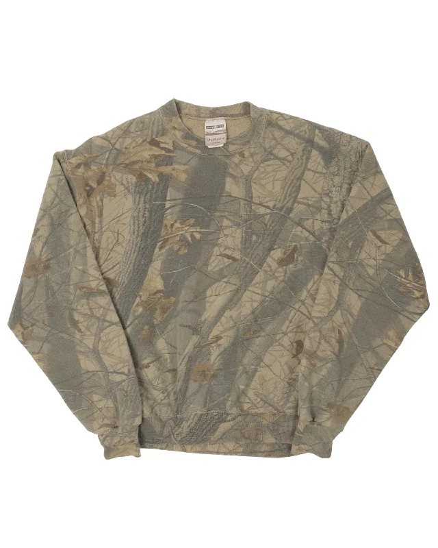 Tree Camo Sweatshirt Hoodie with Button Classic Timeless