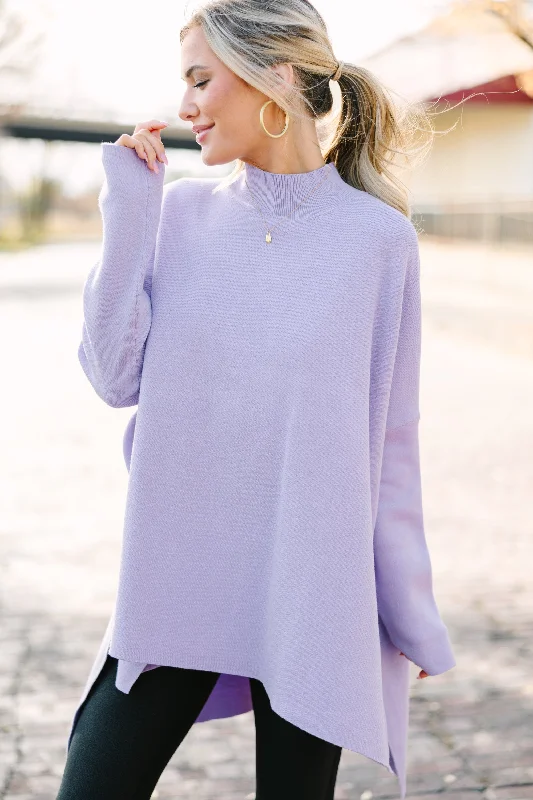 Going With You Lavender Purple Mock Neck Sweater Modern Contemporary Chic