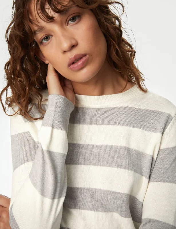 Supersoft Striped Crew Neck Jumper Ribbed Striped Patterned