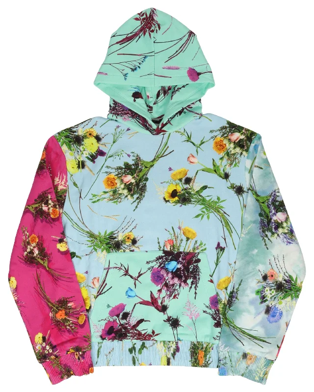 Multi Floral Hoodie Hoodie with Contrast Stitching Detailed Premium