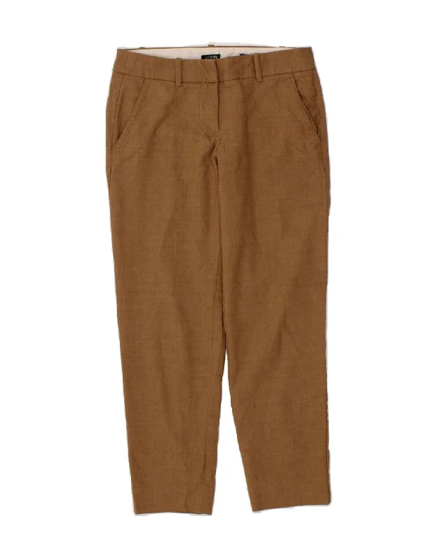 J. CREW Womens Skimmer Slim Chino Trousers US 00 2XS W26 L24 Brown Wool Chinos Cotton Straight Leg