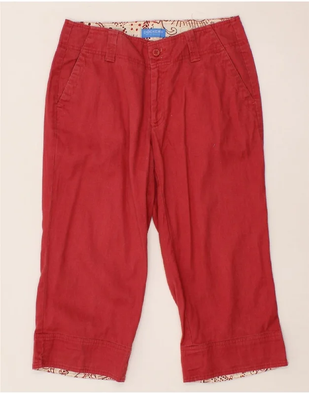 DOCKERS Womens Favorite Fit Capri Trousers US 6 Medium W28 L19 Red Trousers Versatile Stylish