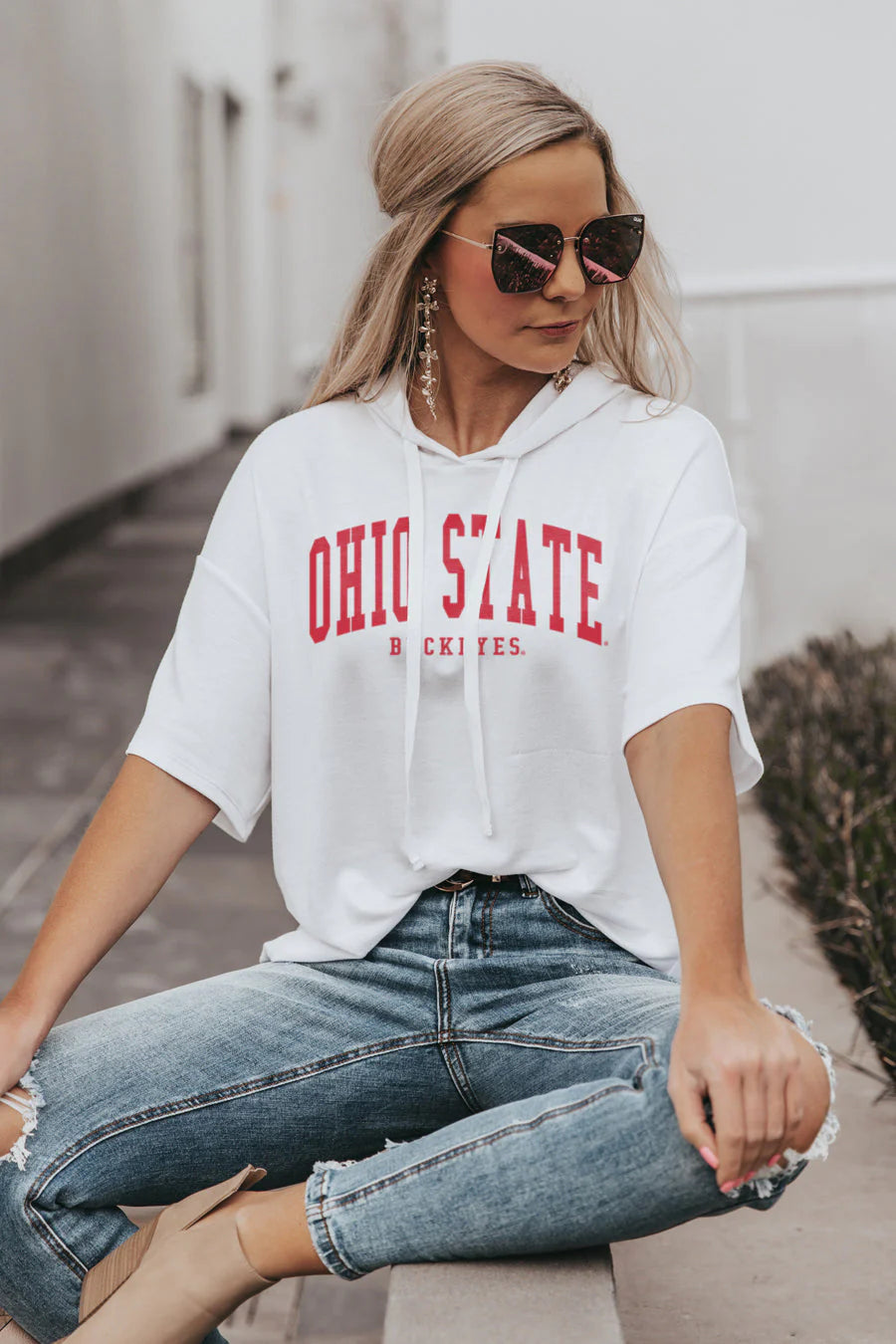 OHIO STATE BUCKEYES 'EASY COME, EASY GO' FRENCH TERRY PULLOVER Three Quarter Sleeve