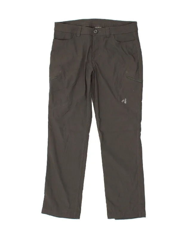 EDDIE BAUER Womens Straight Cargo Trousers US 10 Large W32 L28 Grey Nylon Trousers Exclusive Limited