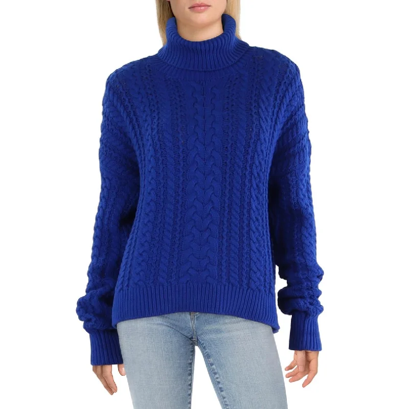 Womens Cable Knit Pullover Turtleneck Sweater Boat Neck Sweater