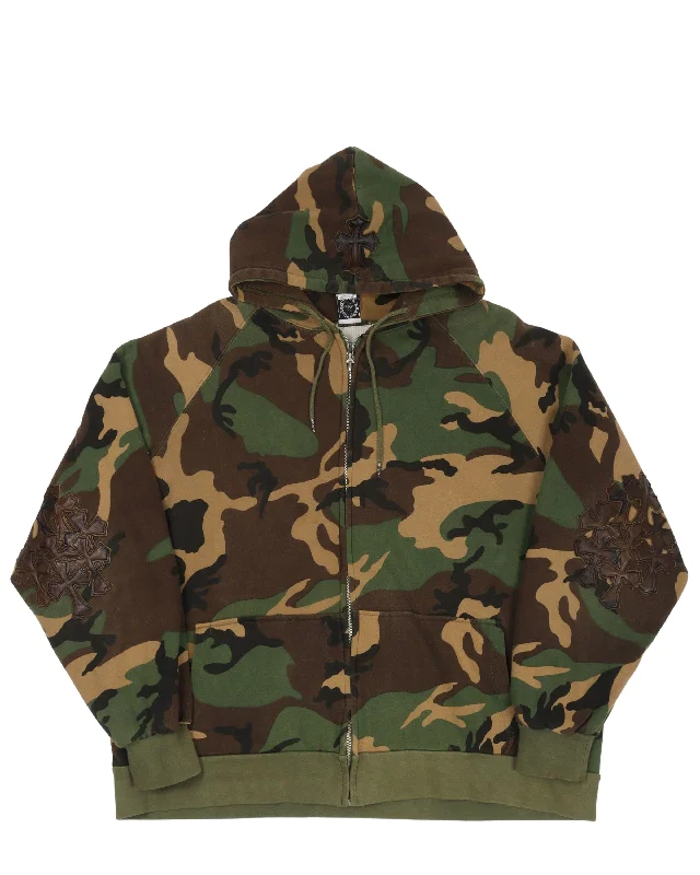 Camouflage Cross Patch Thermal Hoodie Hoodie with Embroidery Detailed Premium