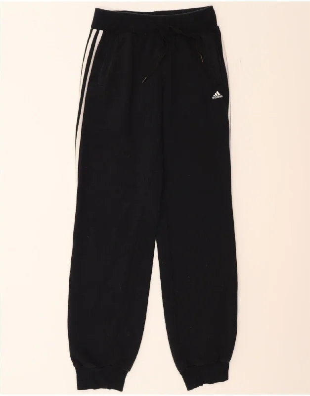 ADIDAS Womens Climalite Tracksuit Trousers Joggers UK 4/6 XS  Black Cotton Trousers Low Rise Relaxed