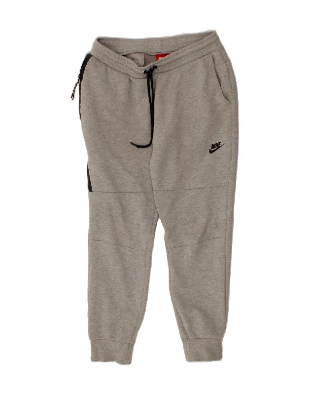 NIKE Womens Tracksuit Trousers Joggers UK 14 Large  Grey Cotton Trousers Summer Linen