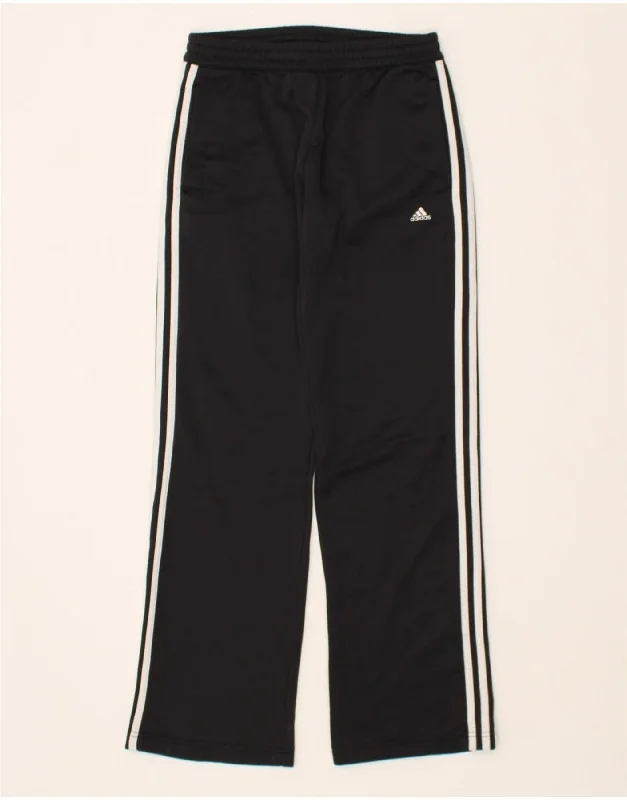 ADIDAS Womens Tracksuit Trousers UK 10 Small Black Polyester Trousers Denim Distressed