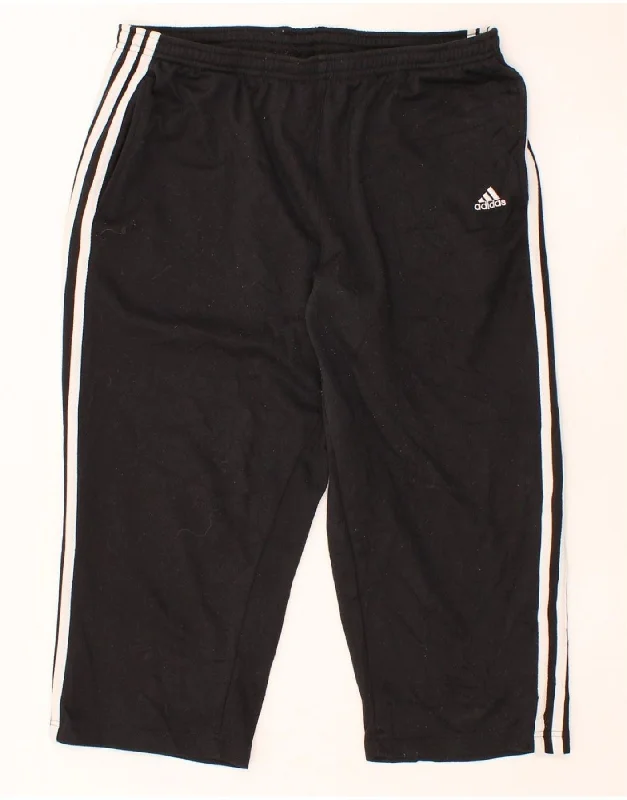 ADIDAS Womens Capri Tracksuit Trousers UK 14 Large  Black Polyester Trousers Business Professional