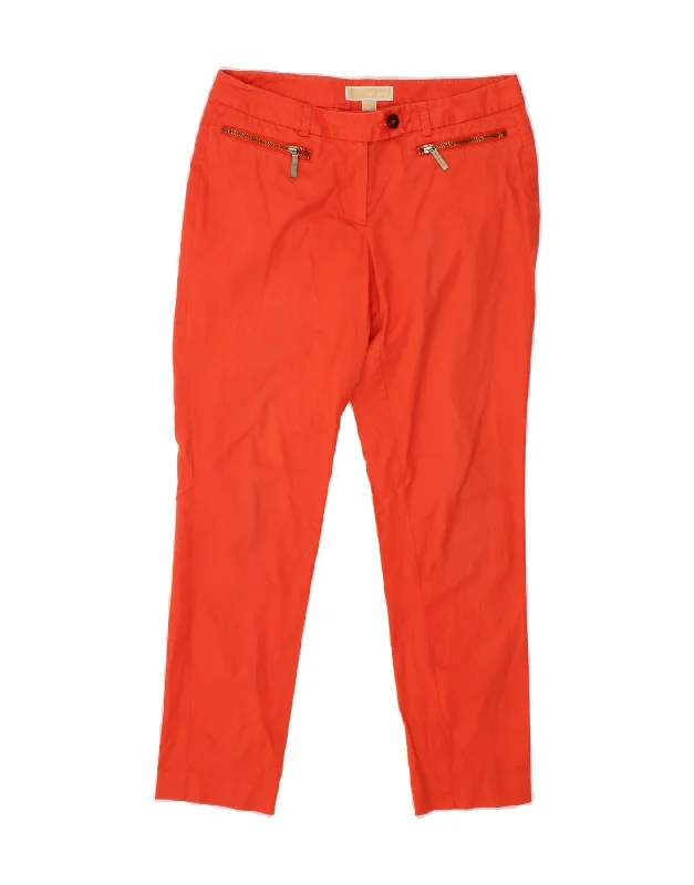 MICHAEL KORS Womens Slim Casual Trousers US 6 Medium W30 L28 Red Cotton Trousers Versatile Stylish