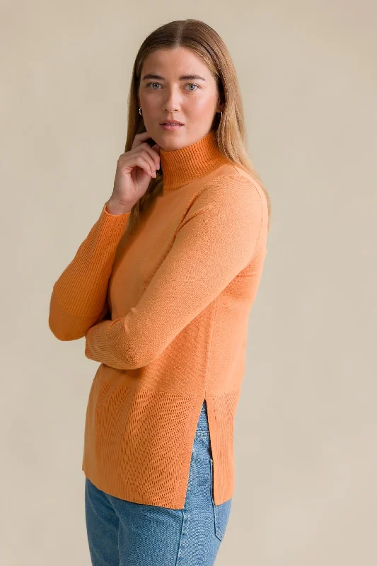 Maxine Polo Sweater Orange Mesh Sweater Canvas Denim