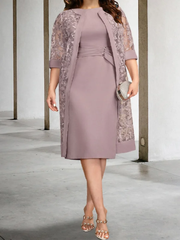 Sheath/Column Mother of the Bride Dresses with Jacket Welt Pockets Slit Pockets Flap Pockets
