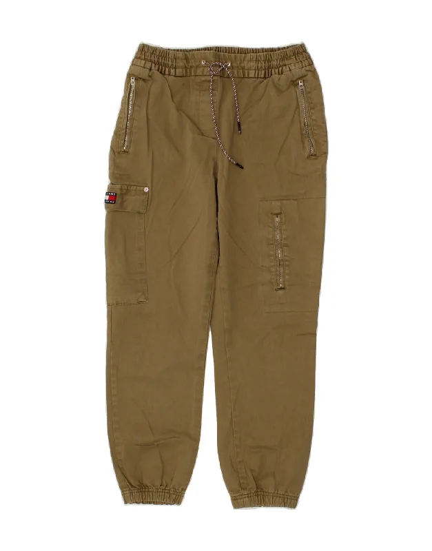 TOMMY HILFIGER Womens Joggers Cargo Trousers Small W28 L25 Khaki Cotton Trousers sophisticated sleek