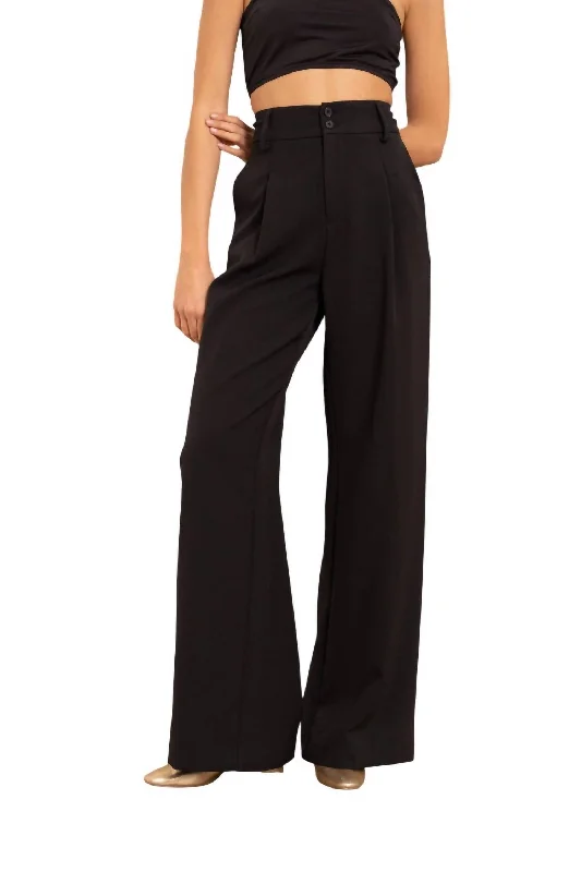 Classic Pleated Trousers In Black Trousers Polka Dot Cute