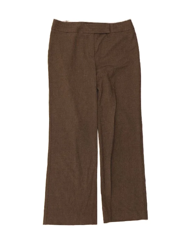 OASIS Womens Wide Leg Casual Trousers US 14 XL W34 L32 Brown Polyester Trousers Timeless Classic