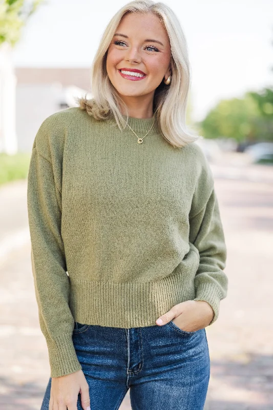 It's All Up To You Olive Green Drop Shoulder Sweater Open Front Closed Front Wrap Front