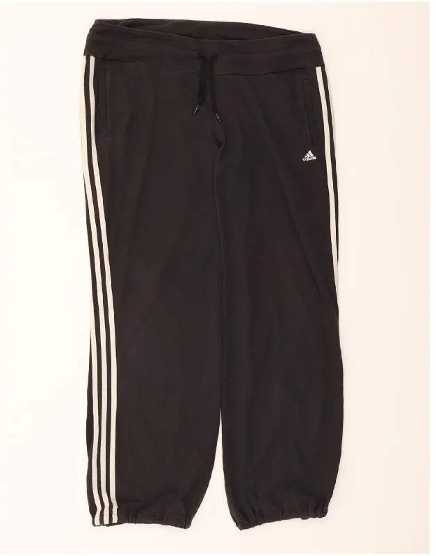 ADIDAS Womens Tracksuit Trousers UK 16 Large Black Cotton Trousers Bridal Satin