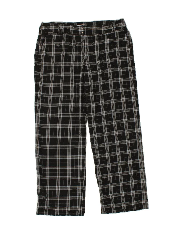 IZOD Womens Straight Casual Trousers US 16 2XL W36 L31 Black Check Cotton Trousers Modern Contemporary