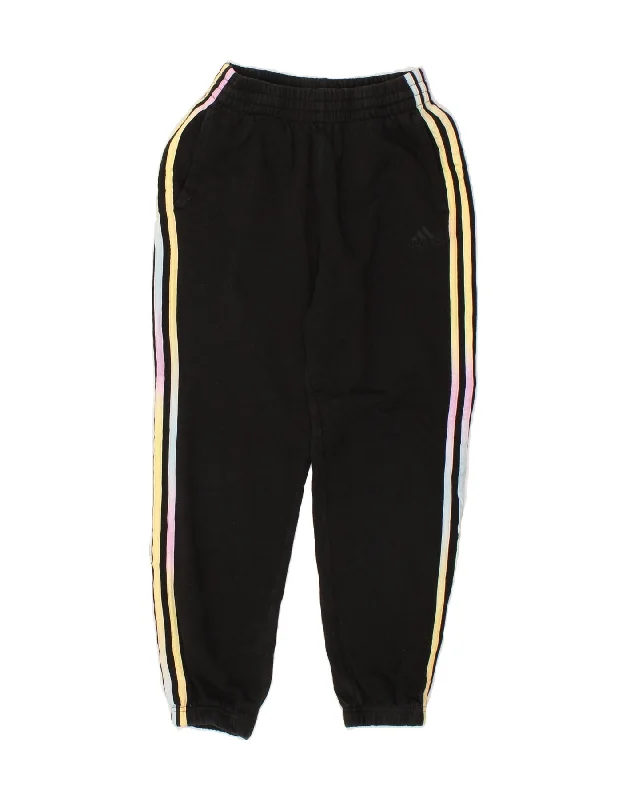 ADIDAS Womens Tracksuit Trousers Joggers UK 14 Medium  Black Cotton Trousers Fleece Cozy