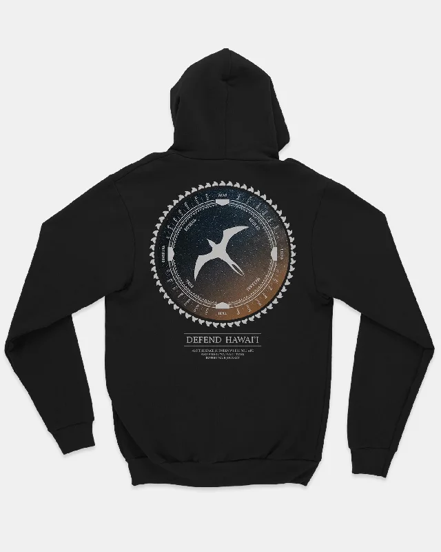 ALTERNATE GALAXY NAVIGATORS Black Pullover Hoodie Hoodie with Hem Fringe Bohemian Relaxed