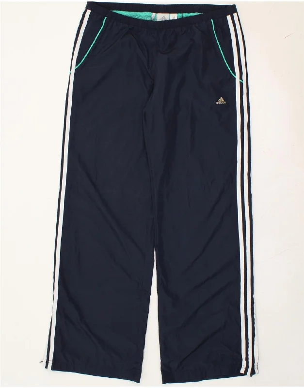 ADIDAS Womens Clima 365 Tracksuit Trousers UK 14 Large Navy Blue Polyester Trousers Floral Bohemian