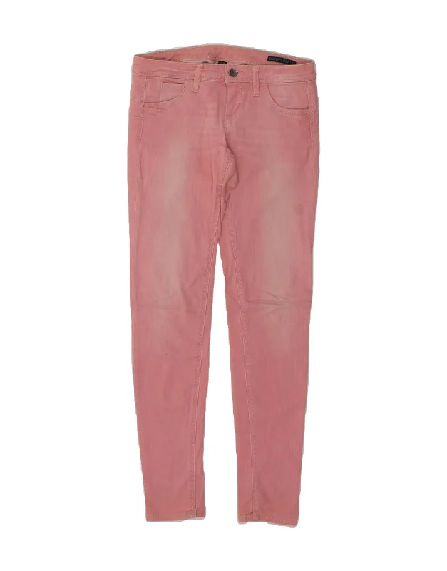 BENETTON Womens Skinny Casual Trousers W27 L30 Pink Cotton Trousers sophisticated sleek