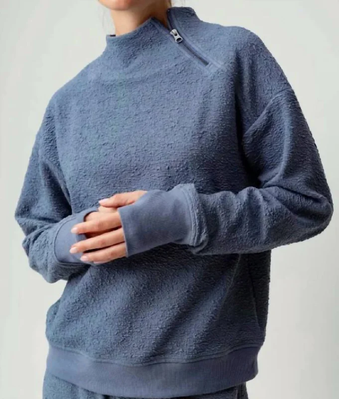 Genie Pullover In Steel Blue Flare Sleeve Stylish