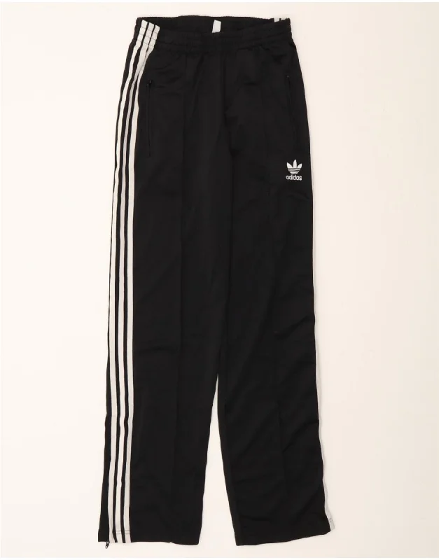 ADIDAS Womens Tracksuit Trousers UK 10 Small Black Polyester Trousers Flared Retro