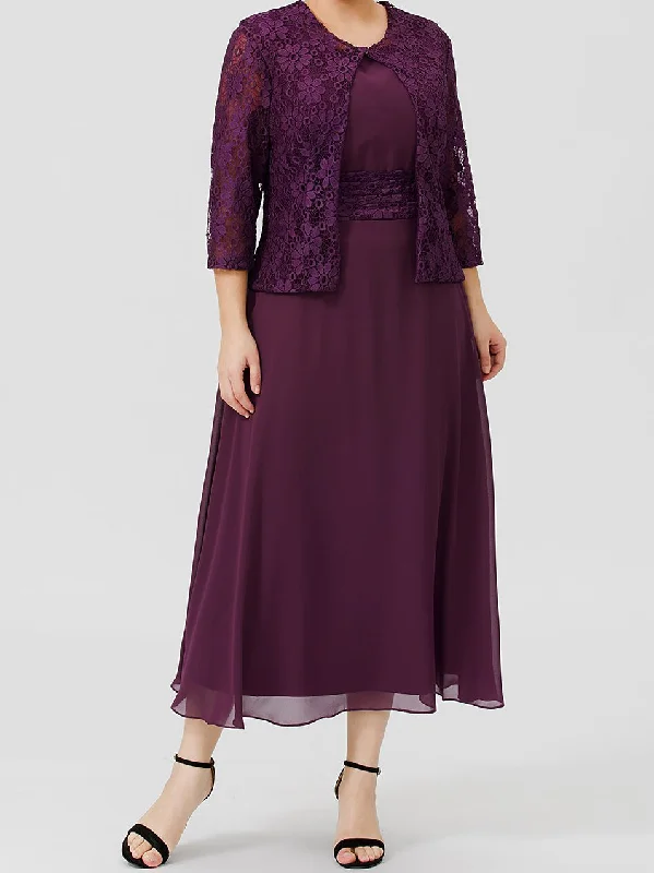 A-Line/Princess Mother of the Bride Dresses with Applique & Jacket Wool Fabric Cashmere Fabric Tweed Fabric