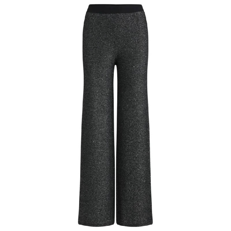 Knitted straight-leg trousers in sequinned yarns Trousers Evening Elegant