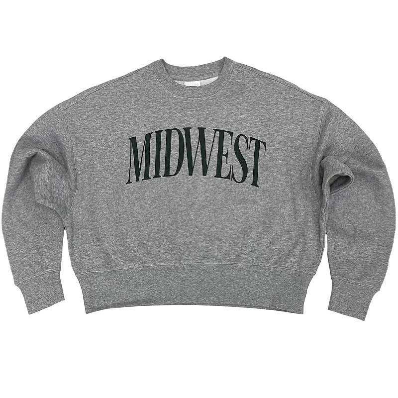 Midwest Cropped Sweatshirt Hoodie with Sequins Glamorous Eye-catching