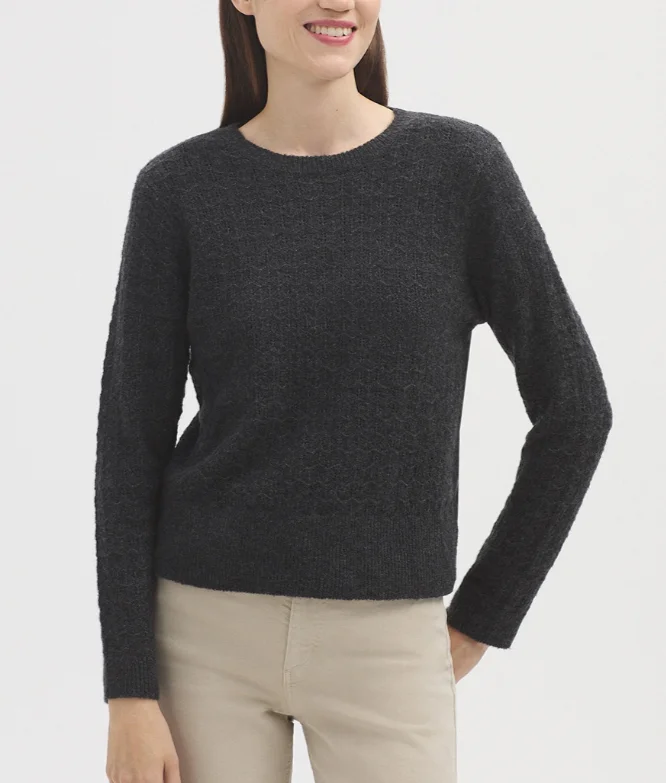 Openwork Sweater in Charcoal Terry Terry Cloth Terry Knit