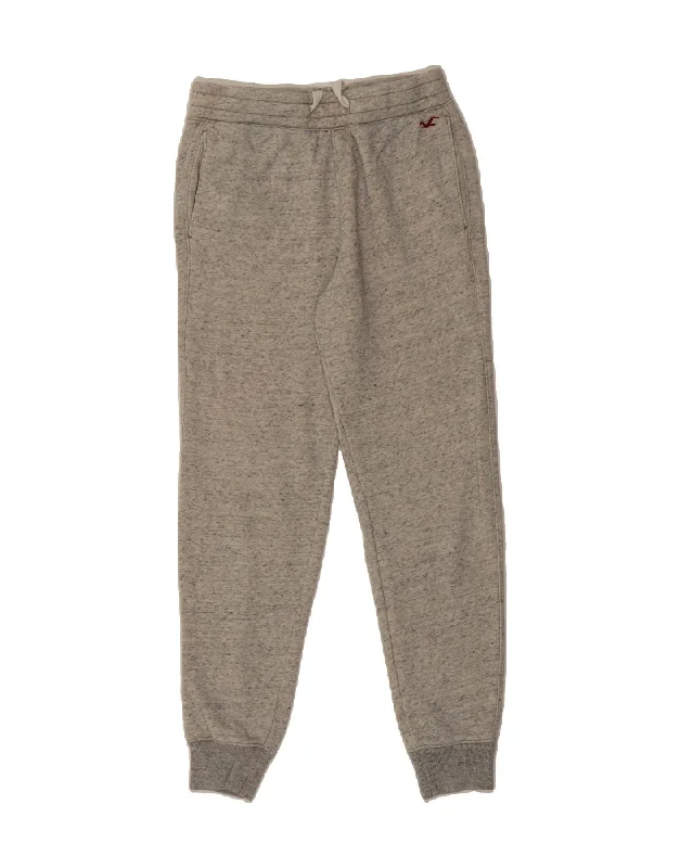 HOLLISTER Womens Tracksuit Trousers Joggers UK 4 XS  Grey Flecked Cotton Trousers stylish elegant