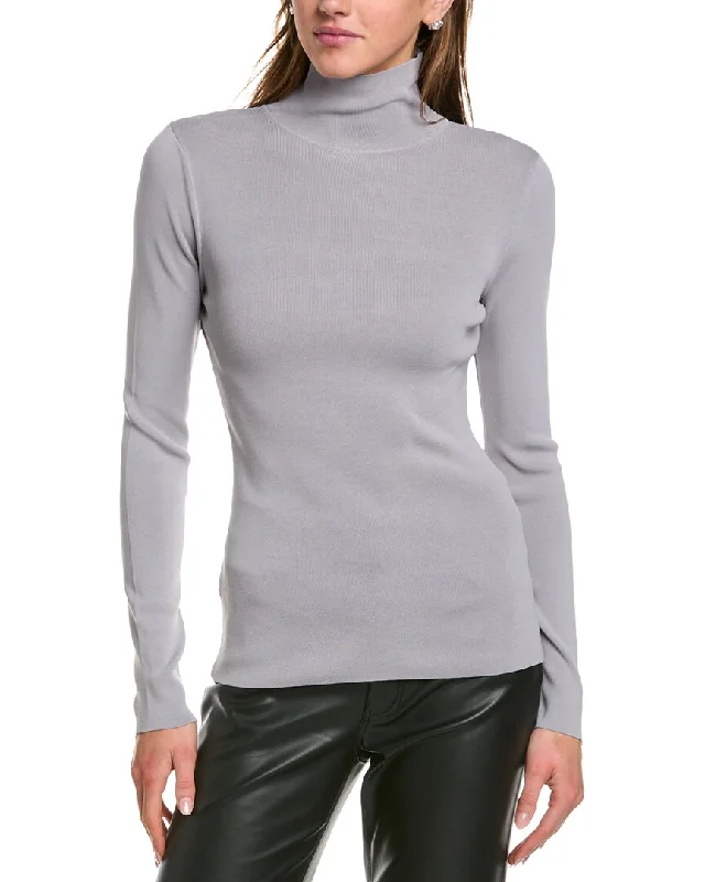 BCBGMAXAZRIA Mock Neck Pullover Faux Fur Trim