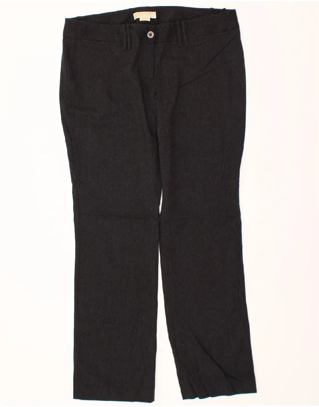 MICHAEL KORS Womens Straight Casual Trousers US 14 XL W34 L32 Black Cotton Trousers Palazzo Wide Leg