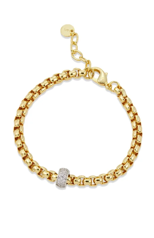 Trending Jewelry Styles Now At Limited-Time Discounts 18K GOLD PLATED ROUNDE FRANCO WITH PAVE RHONDELLE BRACELET