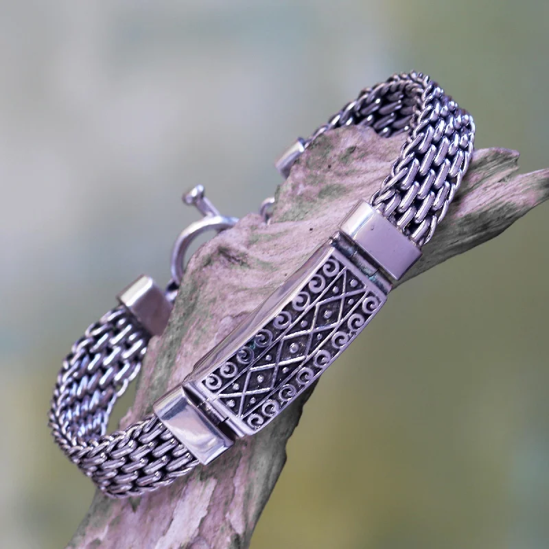 Grab Your Dream Jewelry At The Lowest Prices Bali Spirit Panther Link Chain Bracelet with Pendant in 925 Silver