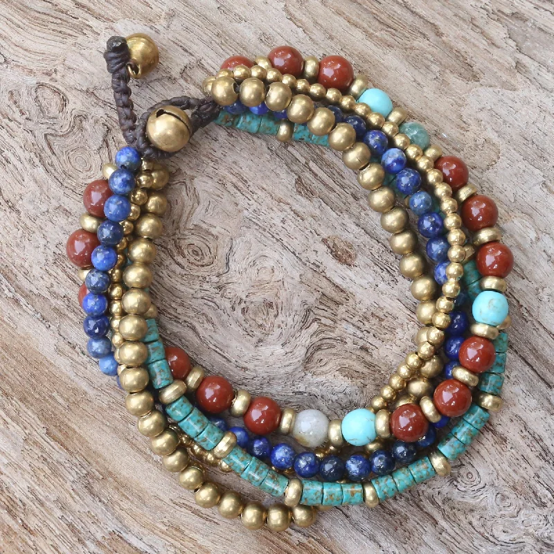Premium Jewelry Now Available At Special Discounts Beads and Bells Multi Gemstone Beaded Bracelet from Thailand