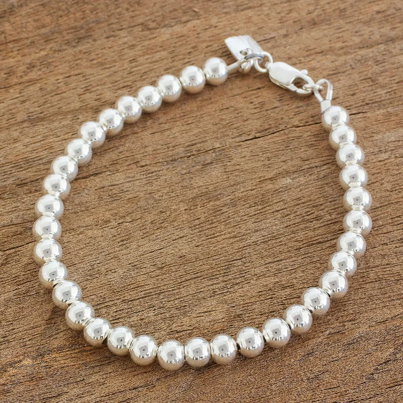 Limited-Stock Jewelry Sale – Once It's Gone, It's Gone Beauty in Simplicity Gleaming Sterling Silver Beaded Bracelet from Guatemala