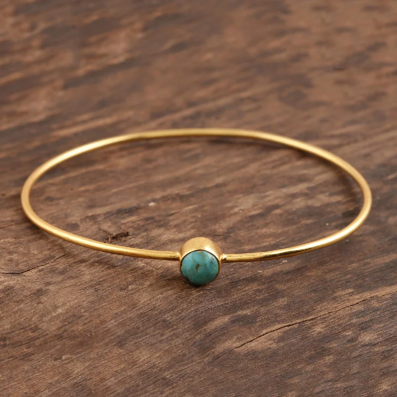 Dazzle With Discounts – Shop Jewelry On Sale Blue Dazzle Gold Plated Reconstituted Turquoise Bangle Bracelet