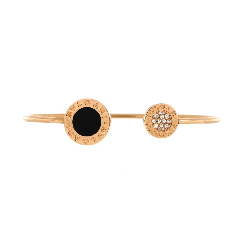Dazzle In Elegance With Our Biggest Jewelry Sale Bvlgari Bvlgari Cuff Bracelet 18K Rose Gold with Onyx and Diamonds