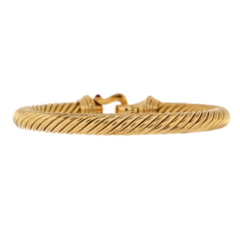 Exclusive Jewelry Bundles At Discounted Rates Cable Buckle Bracelet 18K Yellow Gold with Diamonds and Rubies 7mm