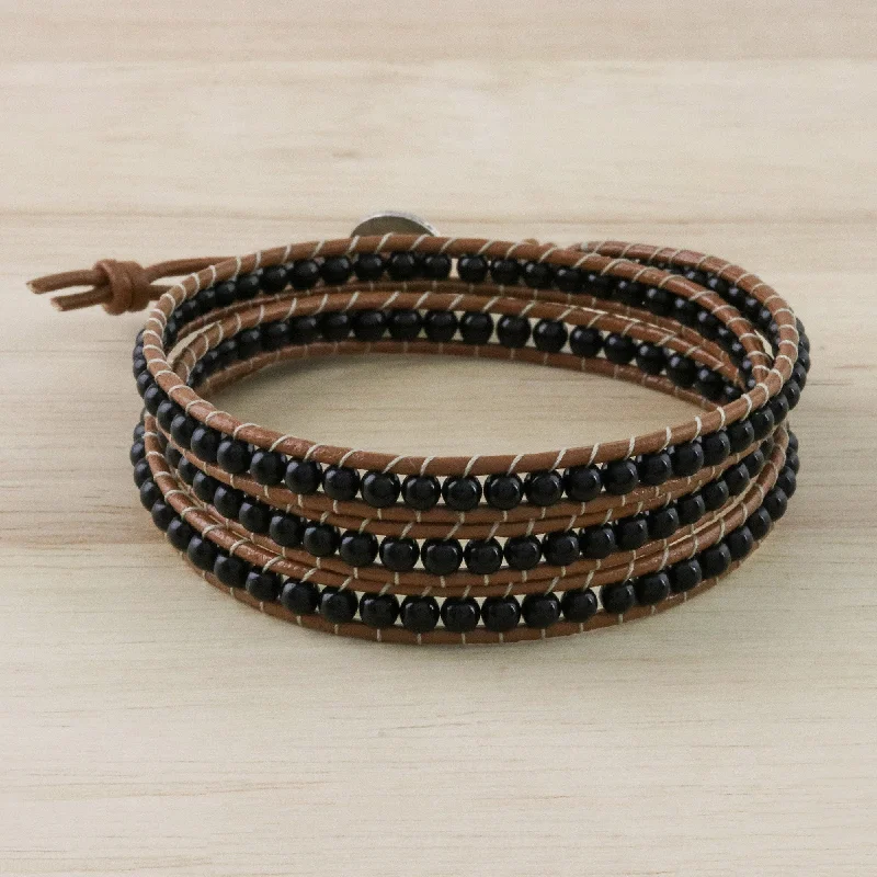 Holiday Jewelry Sale – Perfect Gifts At The Best Prices Calm Touch Onyx Beaded Wrap Bracelet from Thailand
